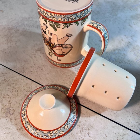 Lot of 2 World Market Tea Infuser 3 Piece Mugs - Picture 2 of 15